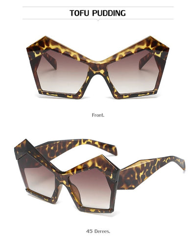 New Luxury Brand Oversized Unique Sun Glasses For Ladies Vintage Cat Eye Eyewear