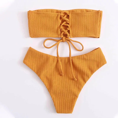 2022 Sexy Bandeau Bikini Female Brazilian Bikini Set High Cut Swimwear