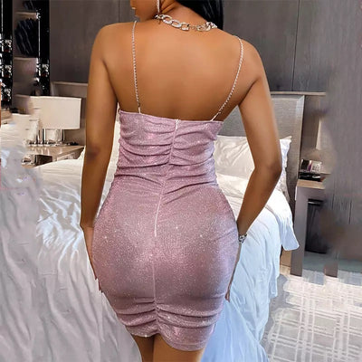 Sexy Slim Fit Bodycon Party Dress, Sequins Short Dress
