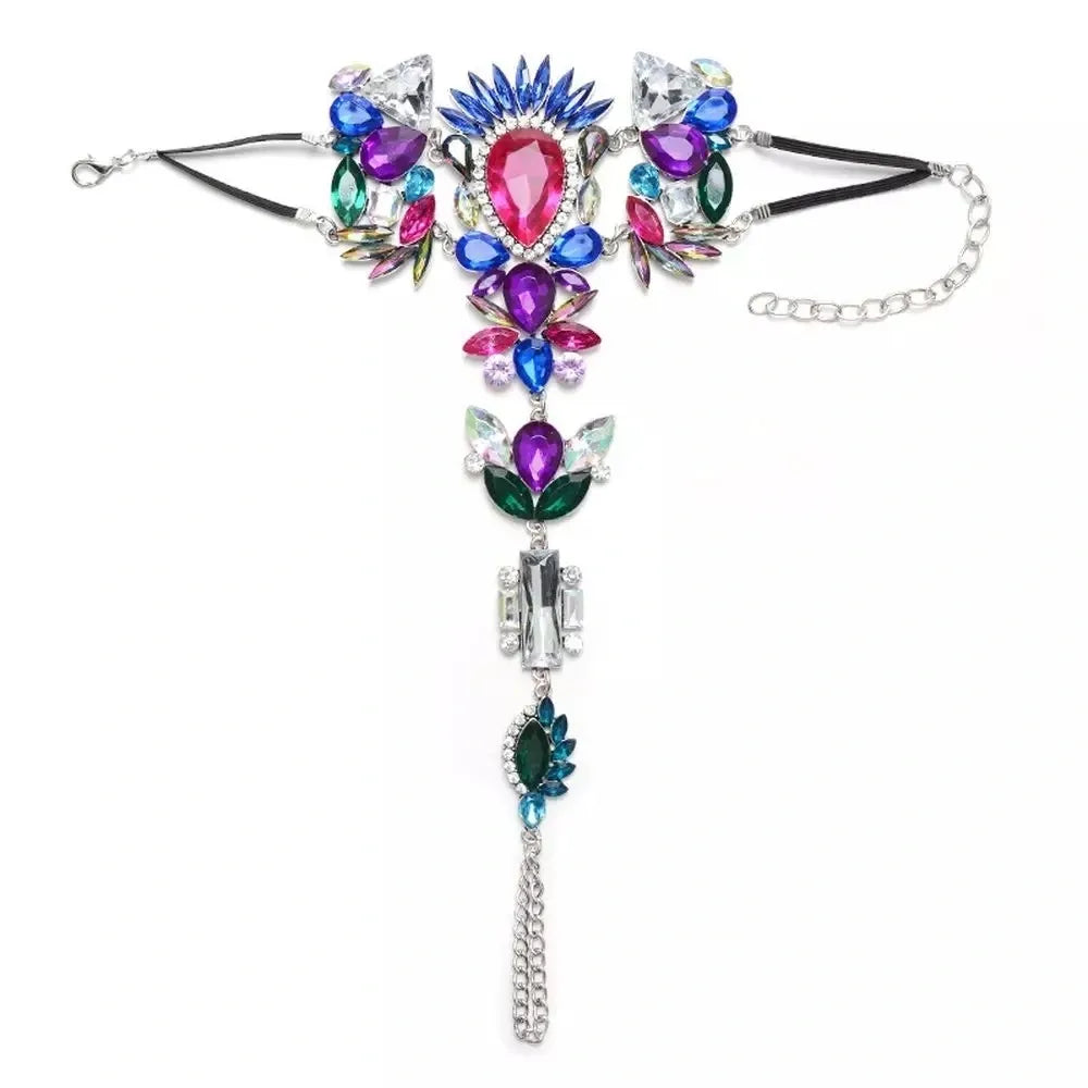 Spring and Summer Fashion Hawaii Sea Beach Colorful Sexy Rhinestone Rhinestone Waist Belly Body Chain Belt Jewelry for Women - The Vertus Boutique 